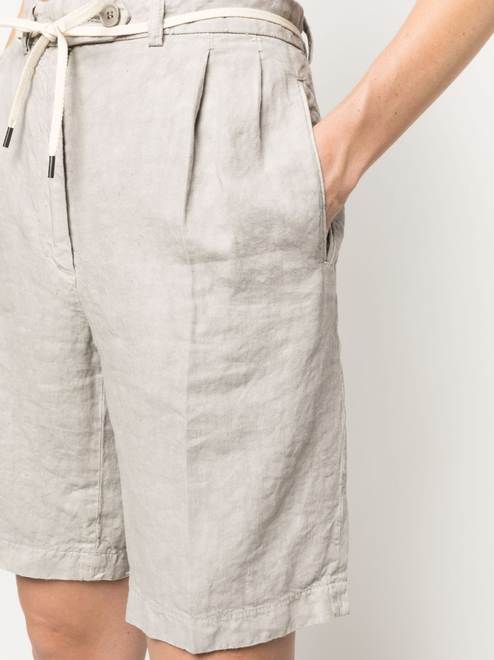 tie-waist linen shorts - 5