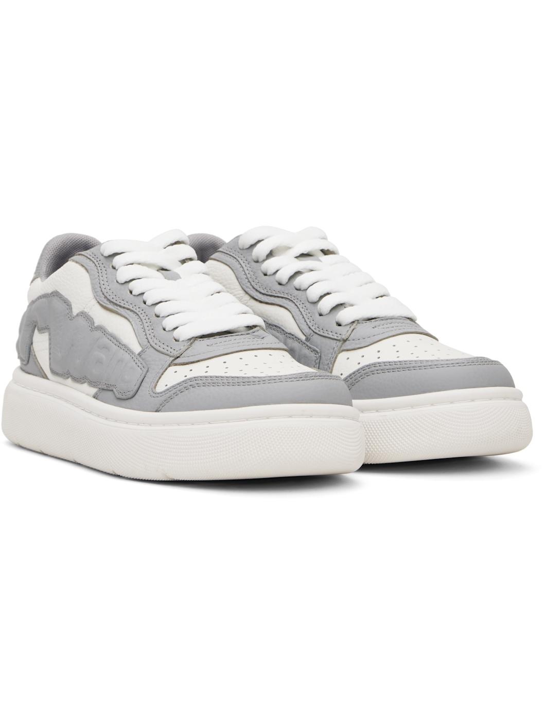 Gray & White Puff Pebble Leather Sneakers - 4