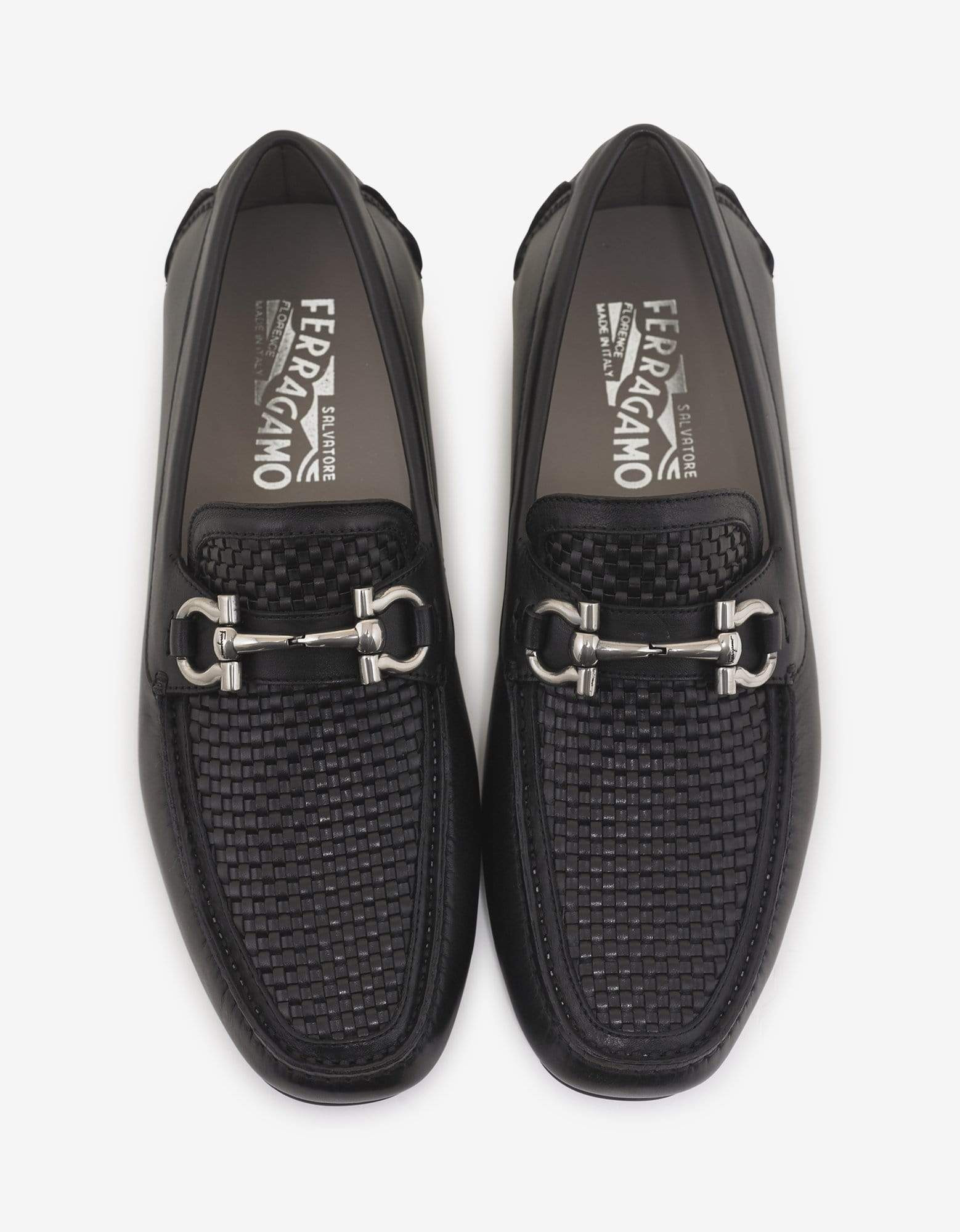 Salvatore Ferragamo Black Parigi Basket Weave Driving Shoes - 6