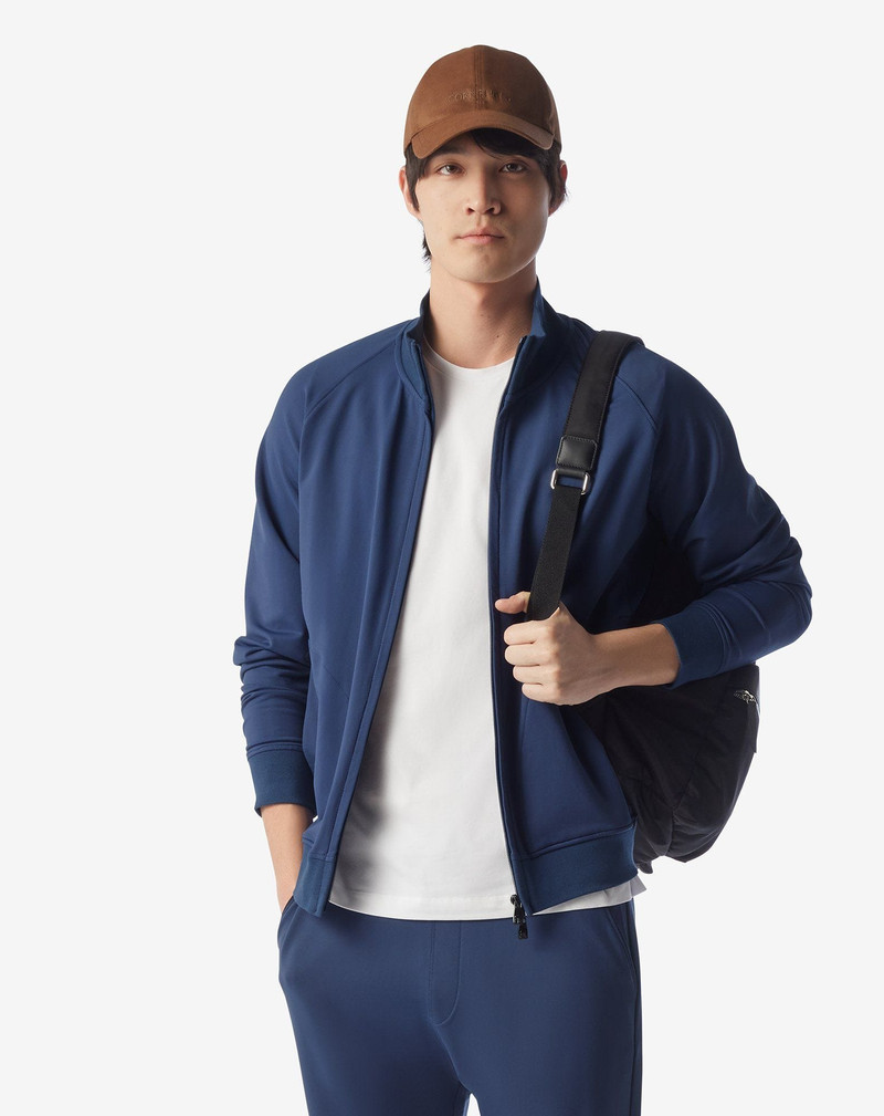 CORNELIANI Denim blue stretch cotton and nylon sweatshirt outlook