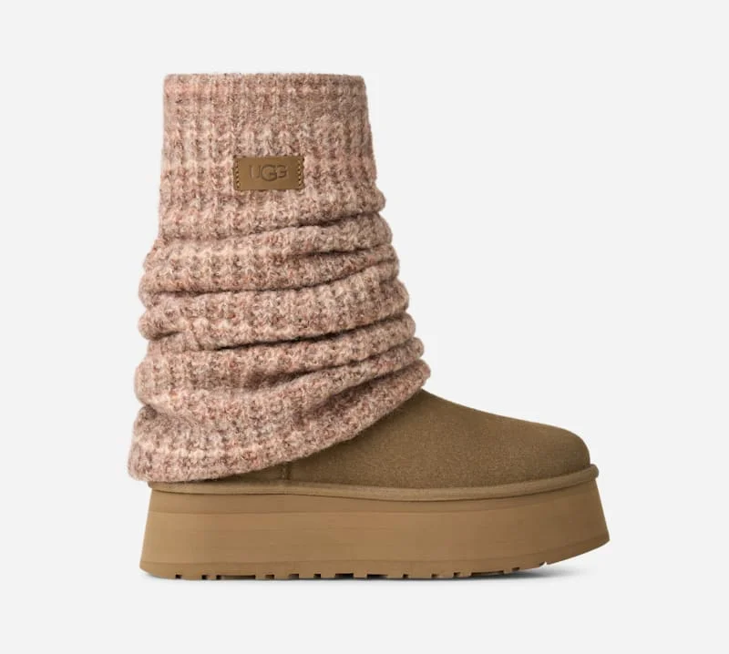 ® Women's Classic Mini Dipper Legwarmer Knit Classic Boots in Light Bronze - 1