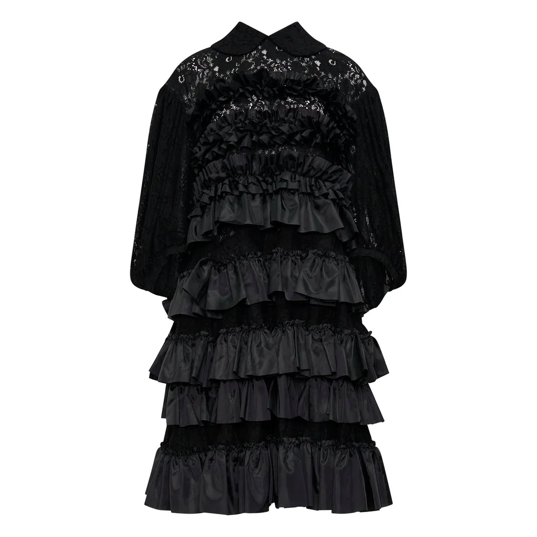Tiered Ruffle Lace Dress - 1