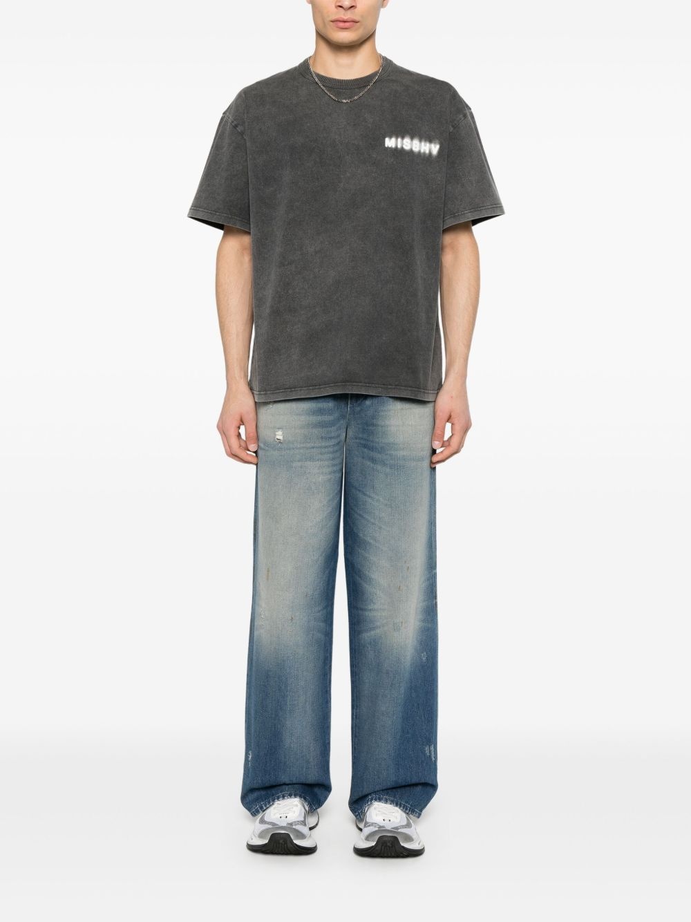 distressed straight-leg jeans - 2
