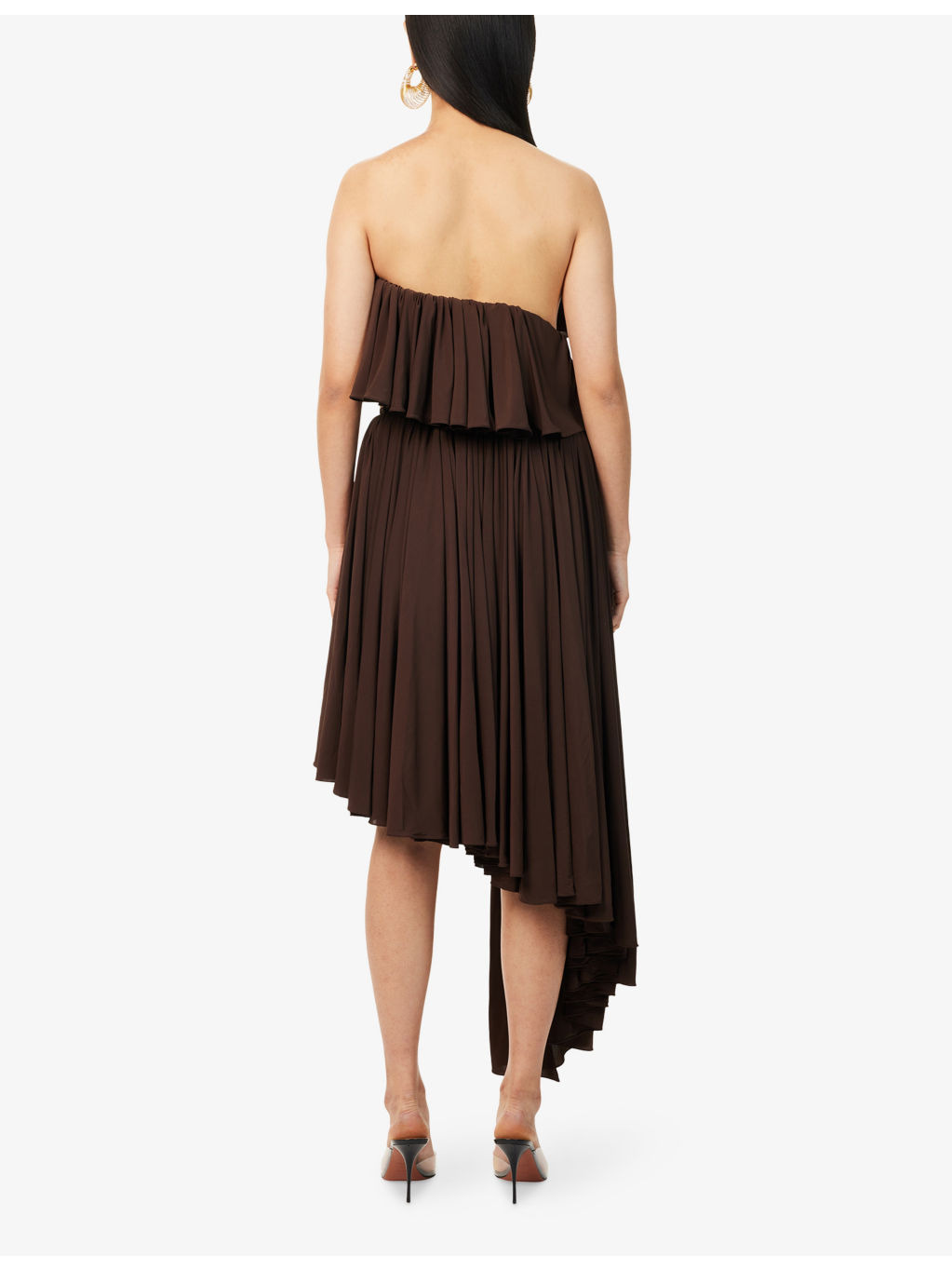 Spiral Ruffled Stretch-Woven Midi Dress - 4