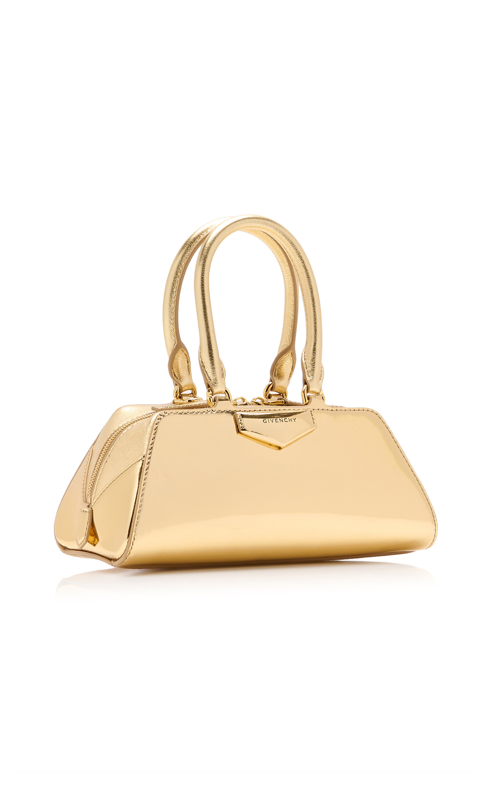 Antigona E/W Mini Metallic Leather Bag gold - 3