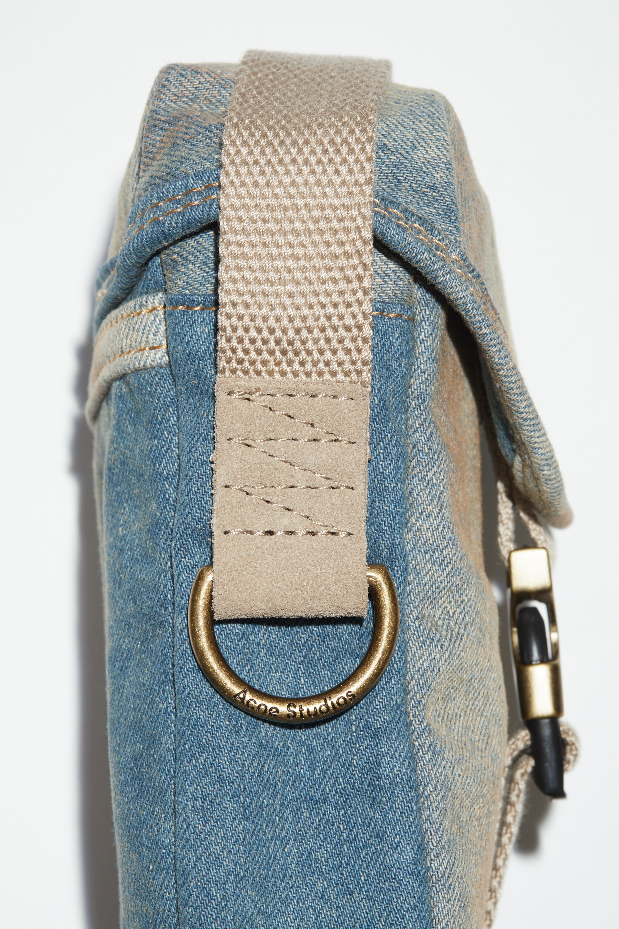 Denim mini pouch bag - Light blue/beige - 7