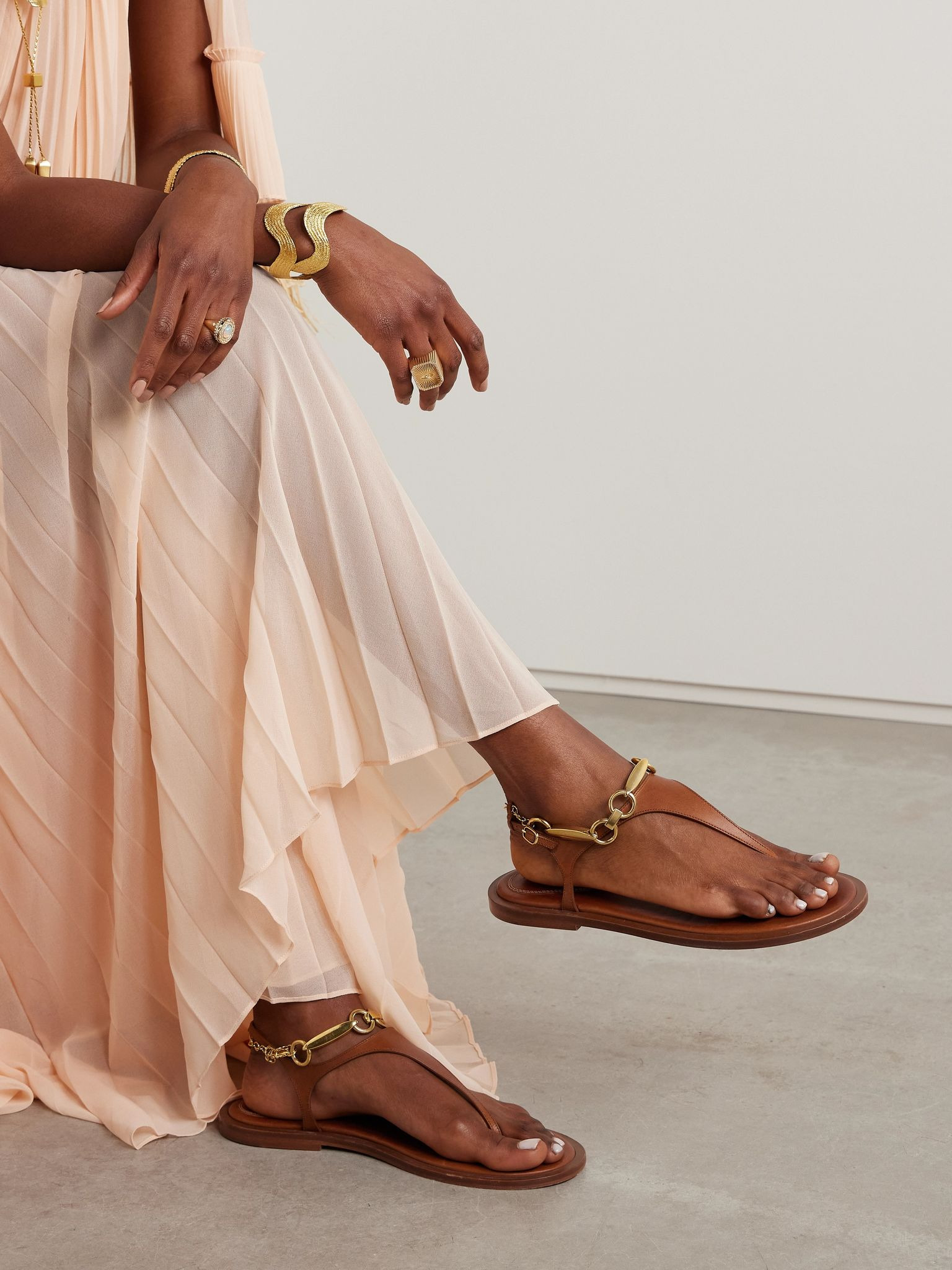 Wild embellished leather sandals Brass - 2
