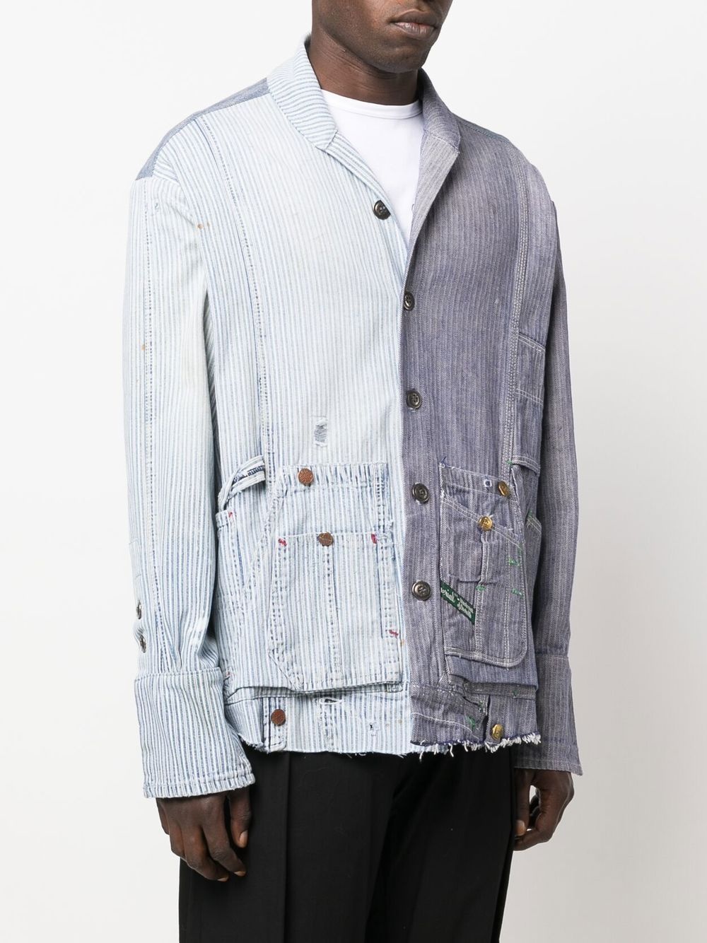 STRIPED PATCHWORK COTTON SHIRT - 4