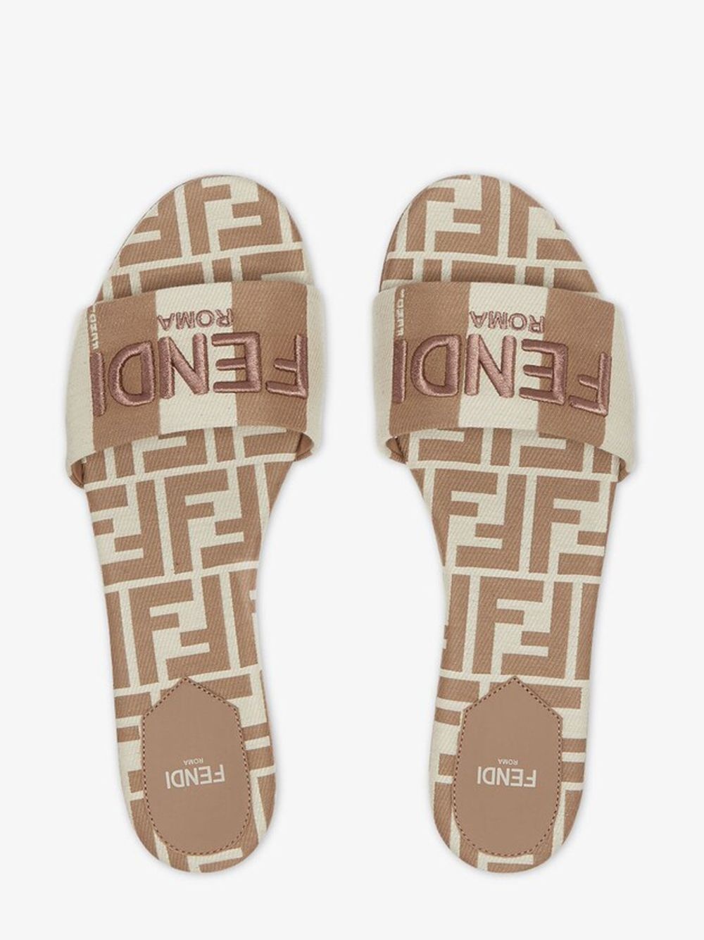 Signature Beige fabric slides - 4