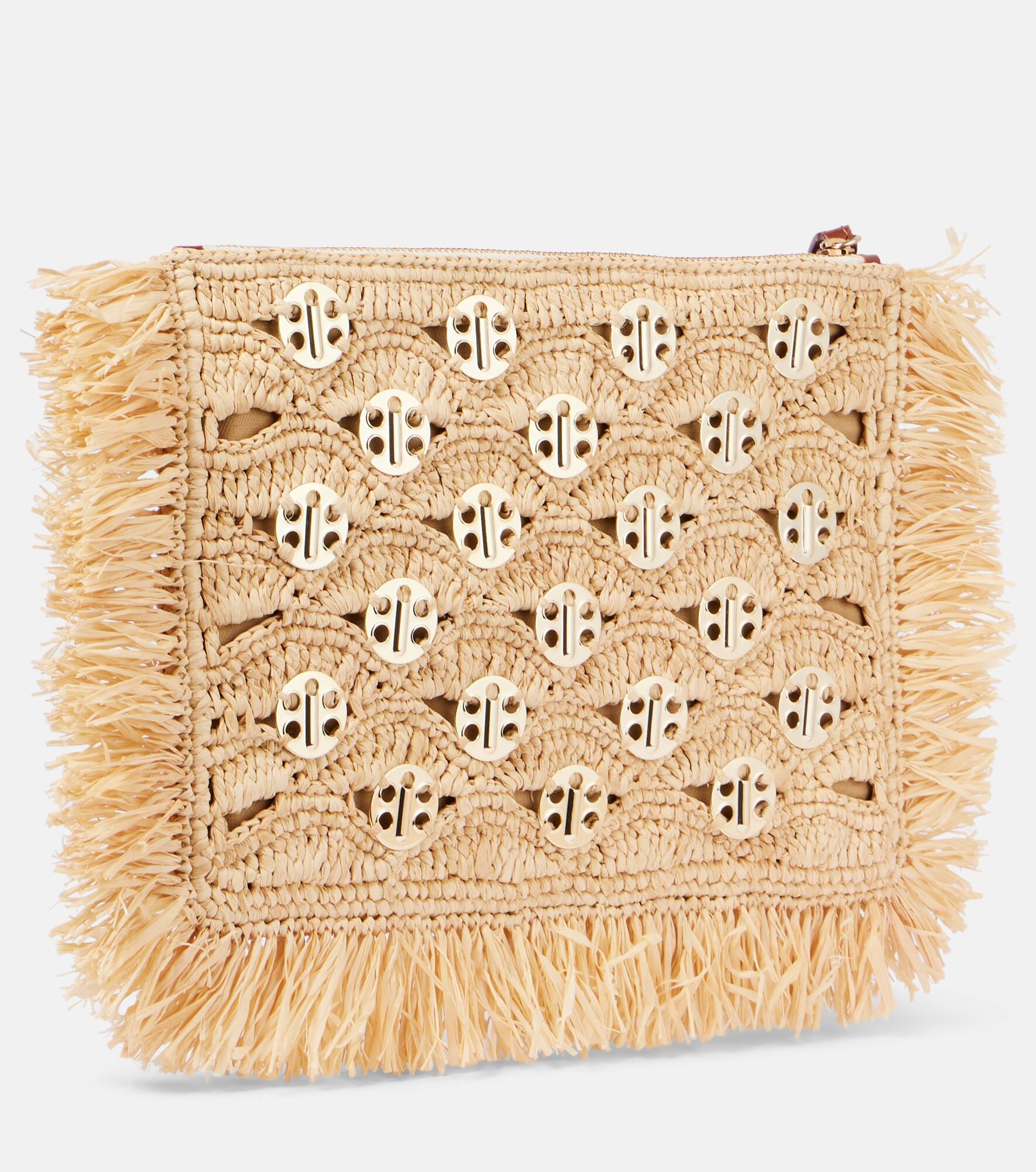Embellished raffia clutch - 4