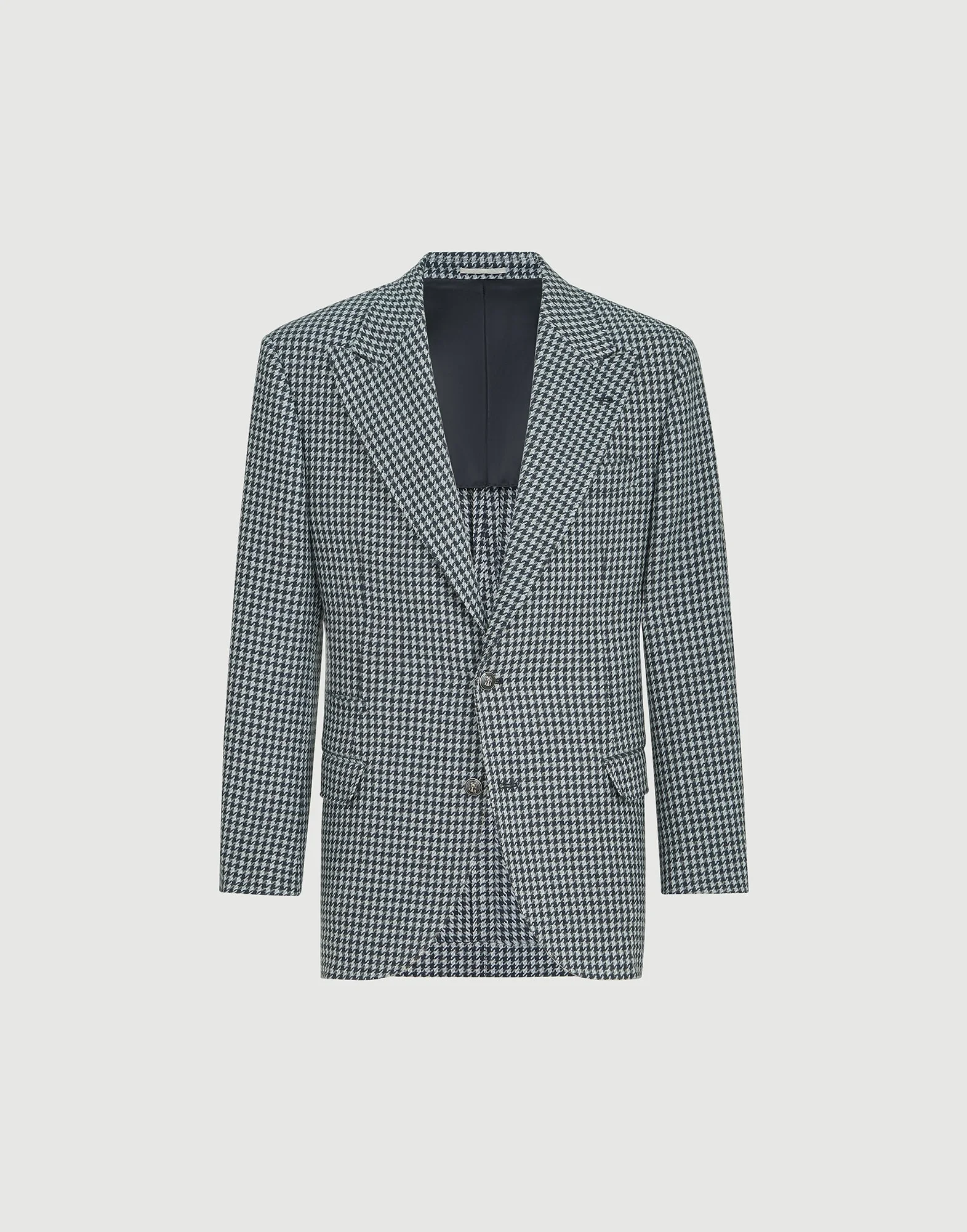 Cashmere macro houndstooth Tailor blazer with peak lapels and metal buttons - 1