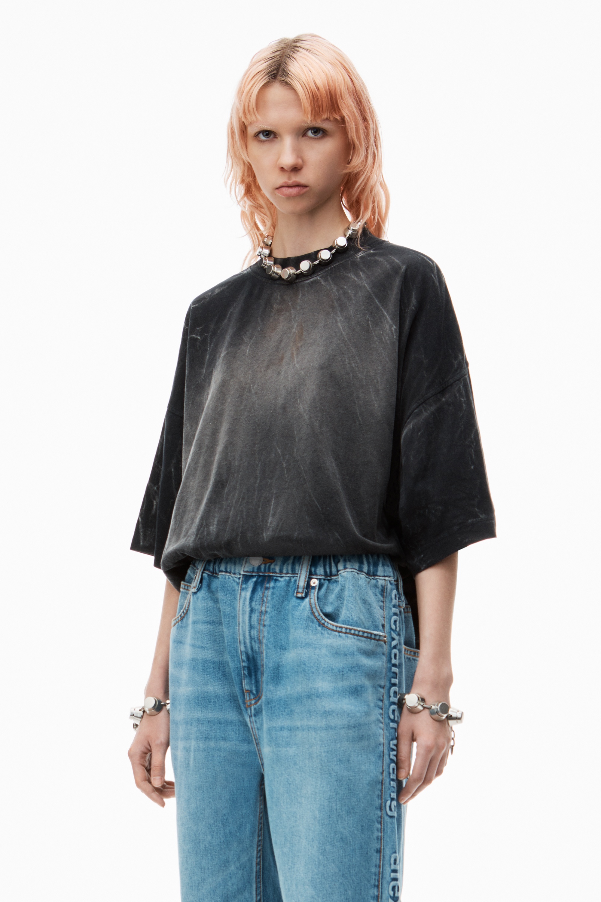 【関税&送料込】Alexander Wang Balloon-Fit Joggers Alexander Wang Logo-Embossed Denim Balloon Jogger Pants