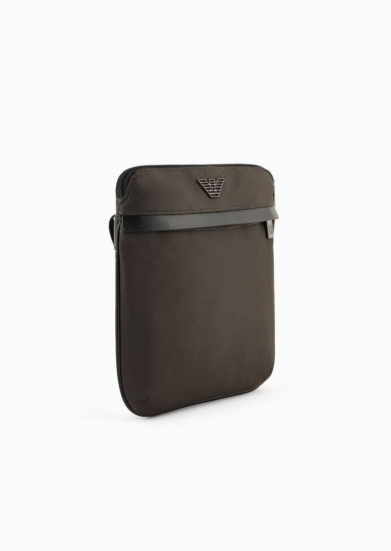 EMPORIO ARMANI Flat Armani Sustainability Values crossbody bag in recycled nylon outlook
