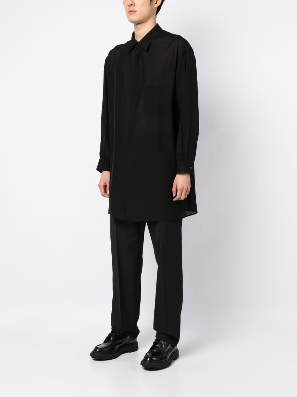 sheer-finish long shirt - 3