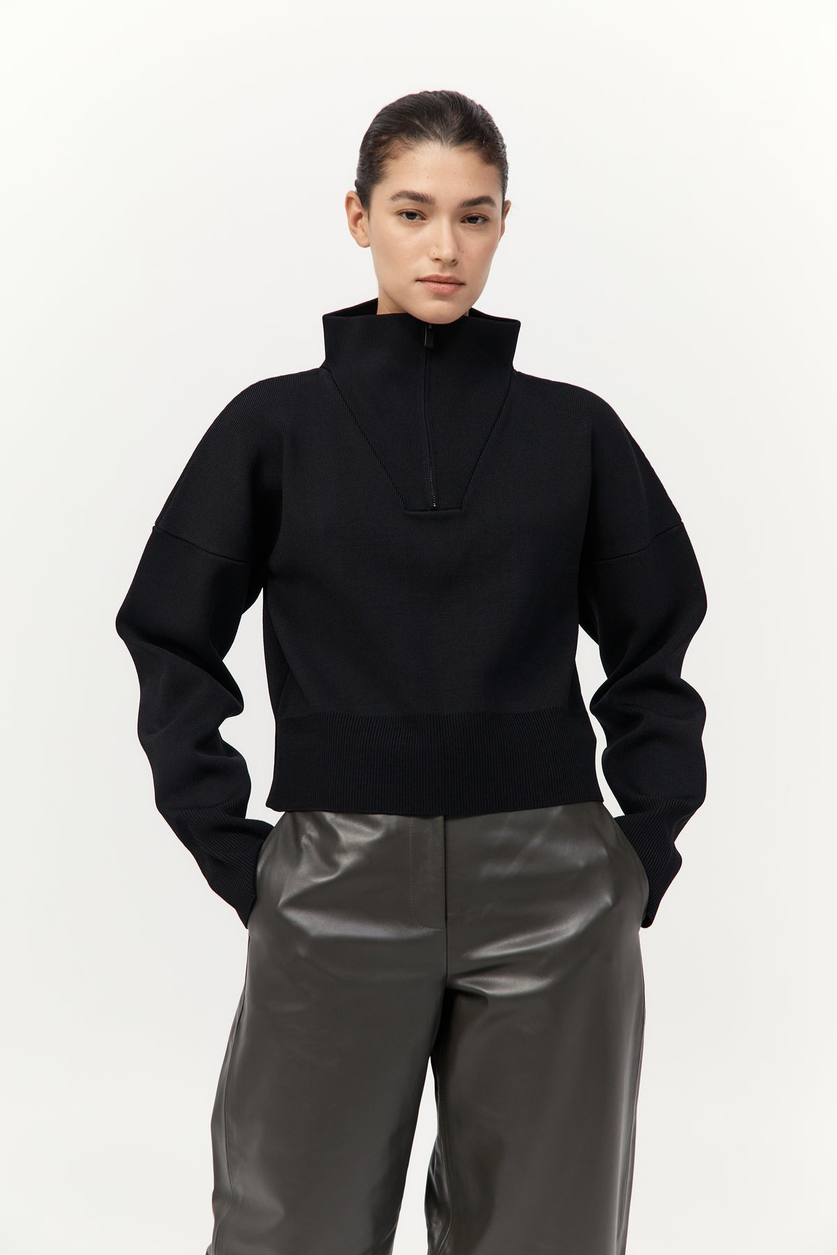 Milano Knit Zip Jumper - Black - 4