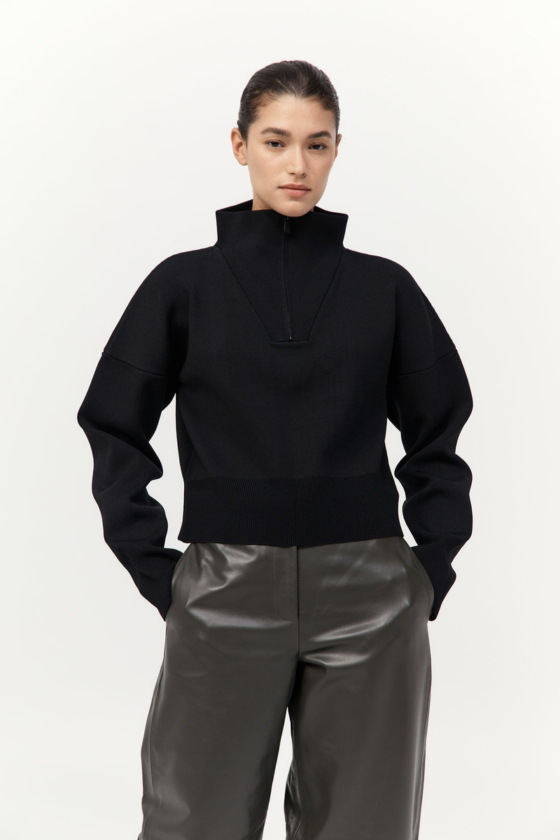 Milano Knit Zip Jumper - Black 4