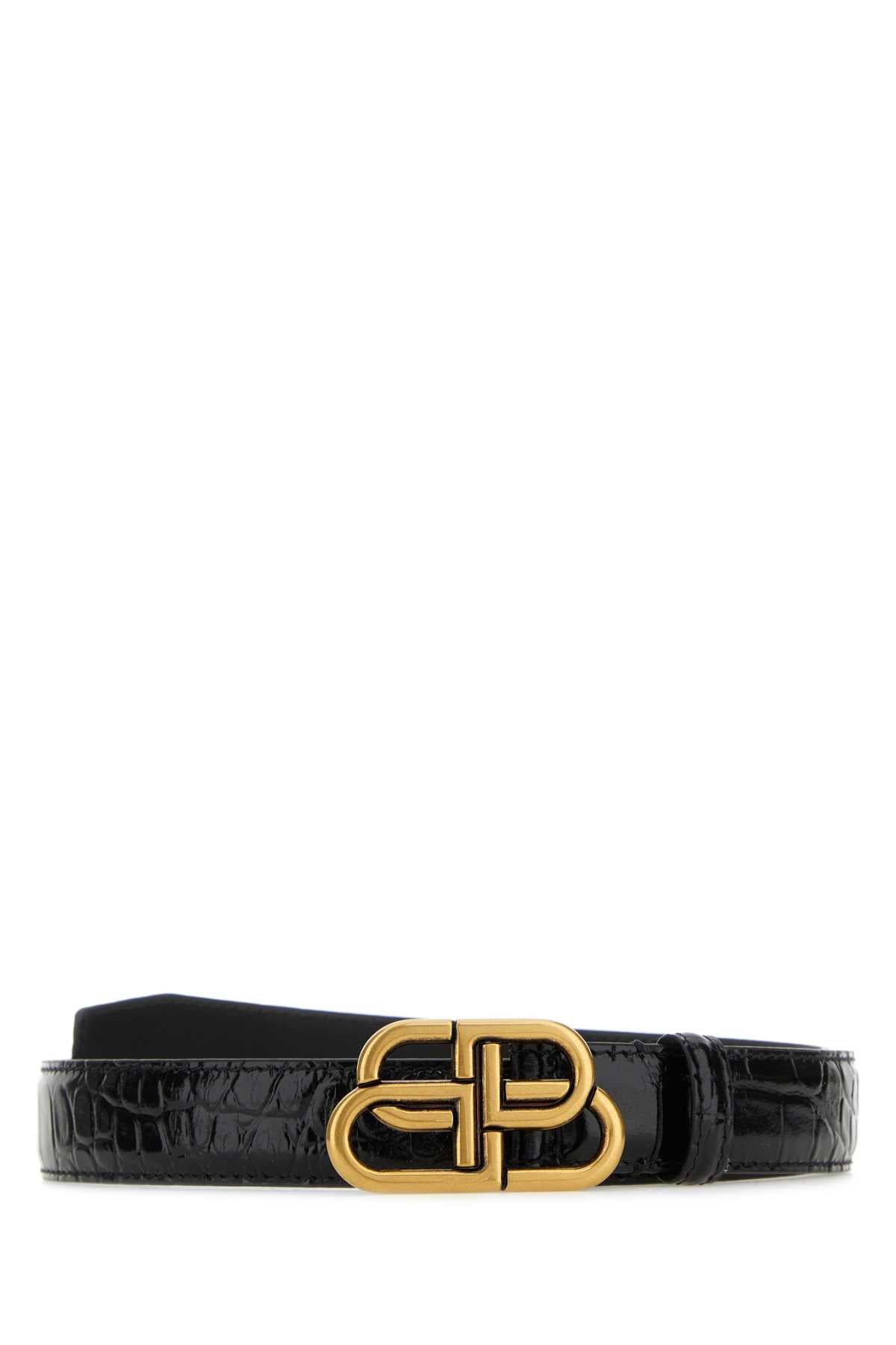 Balenciaga Women Black Leather Bb Belt - 1