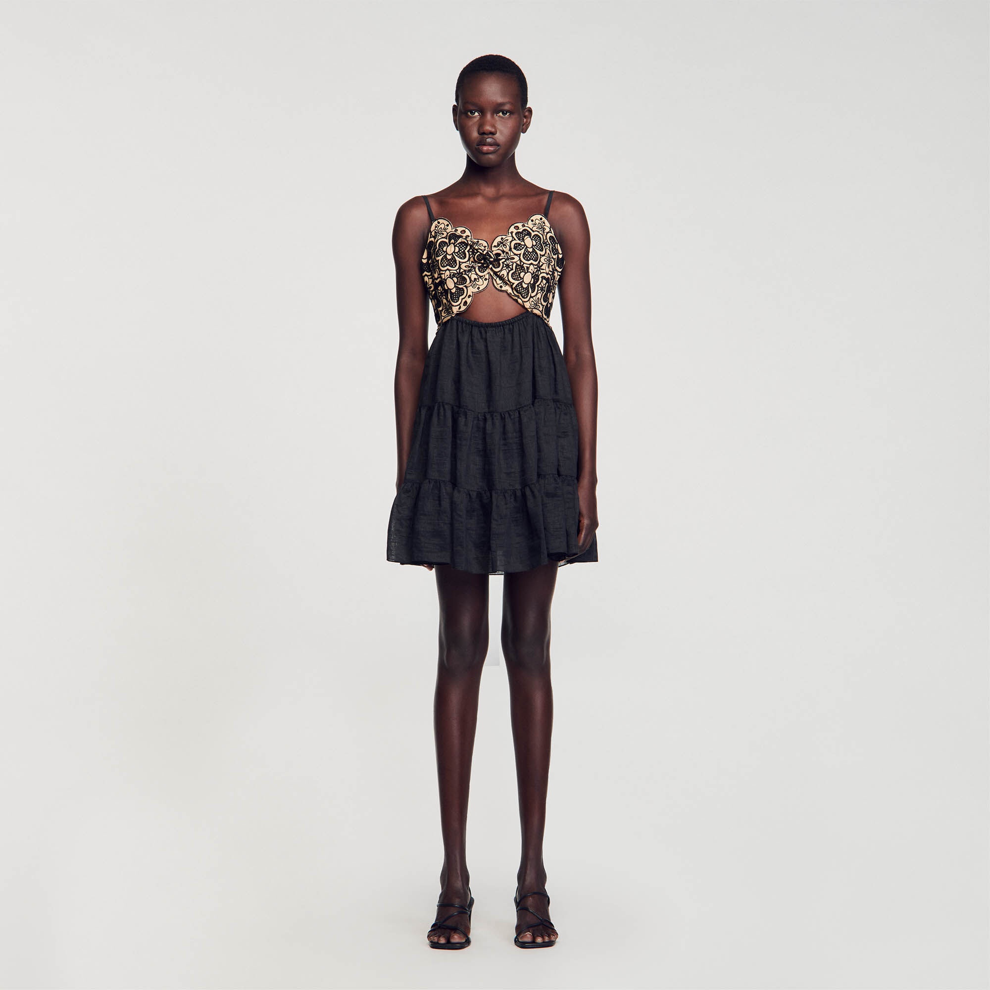 EMBROIDERED TWO-TONE DRESS - 3
