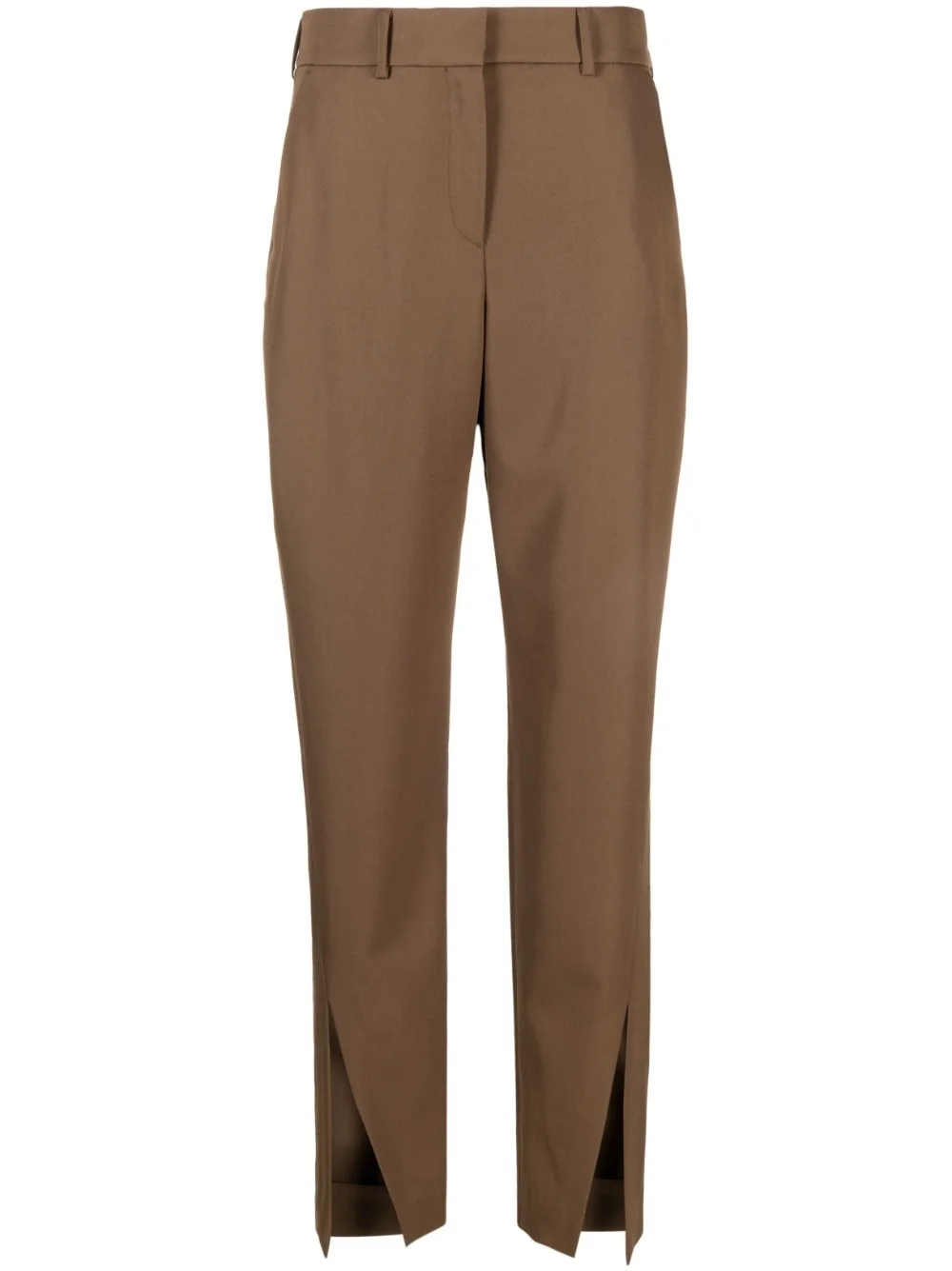 slit-detail wool tapered trousers - 1