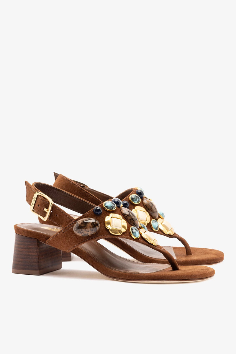 Talitha Block Sandal Burnt Umber Suede 3
