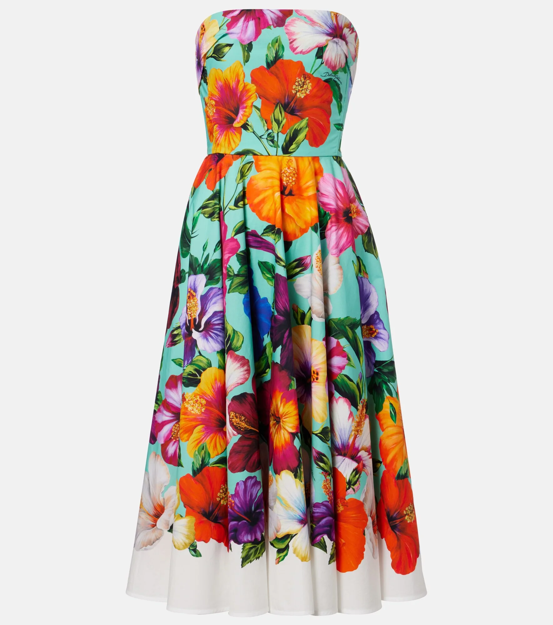 Floral cotton bustier dress - 1