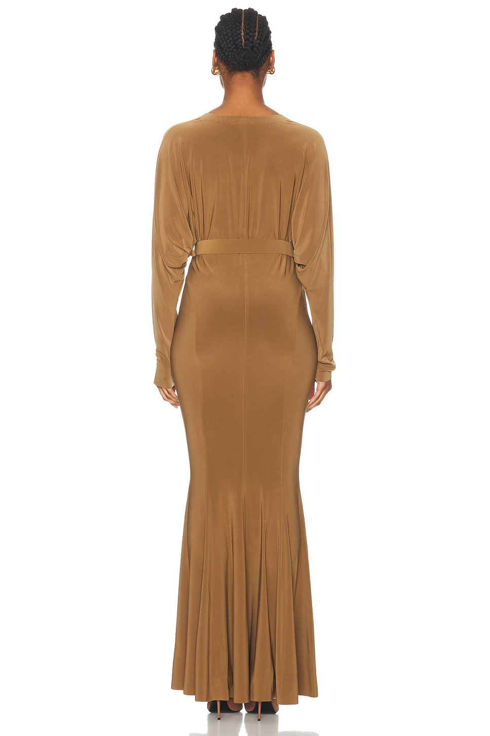 Dolman V Neck Fishtail Gown - 3