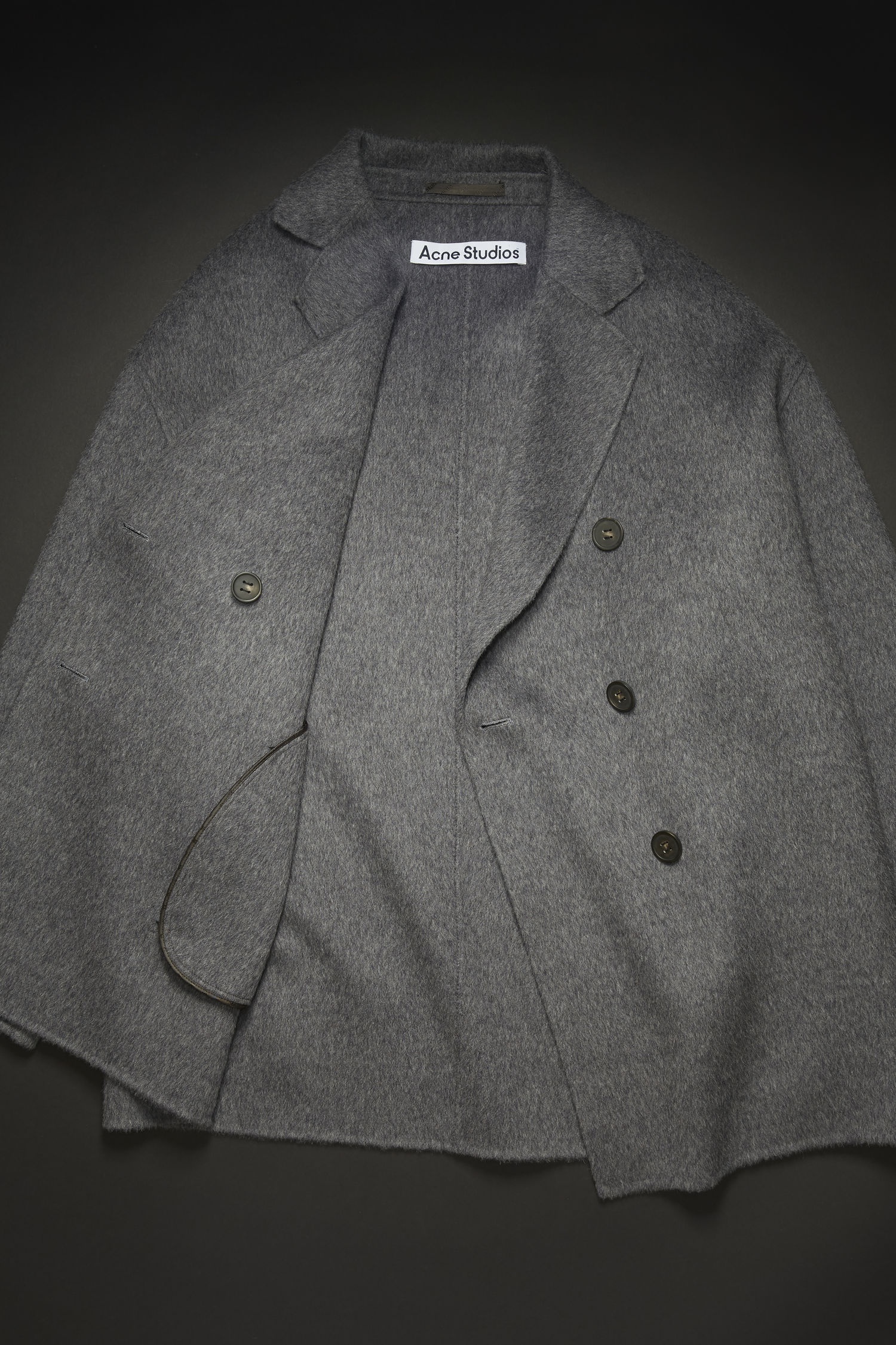 Double-breasted brushed wool coat grey melange - 5