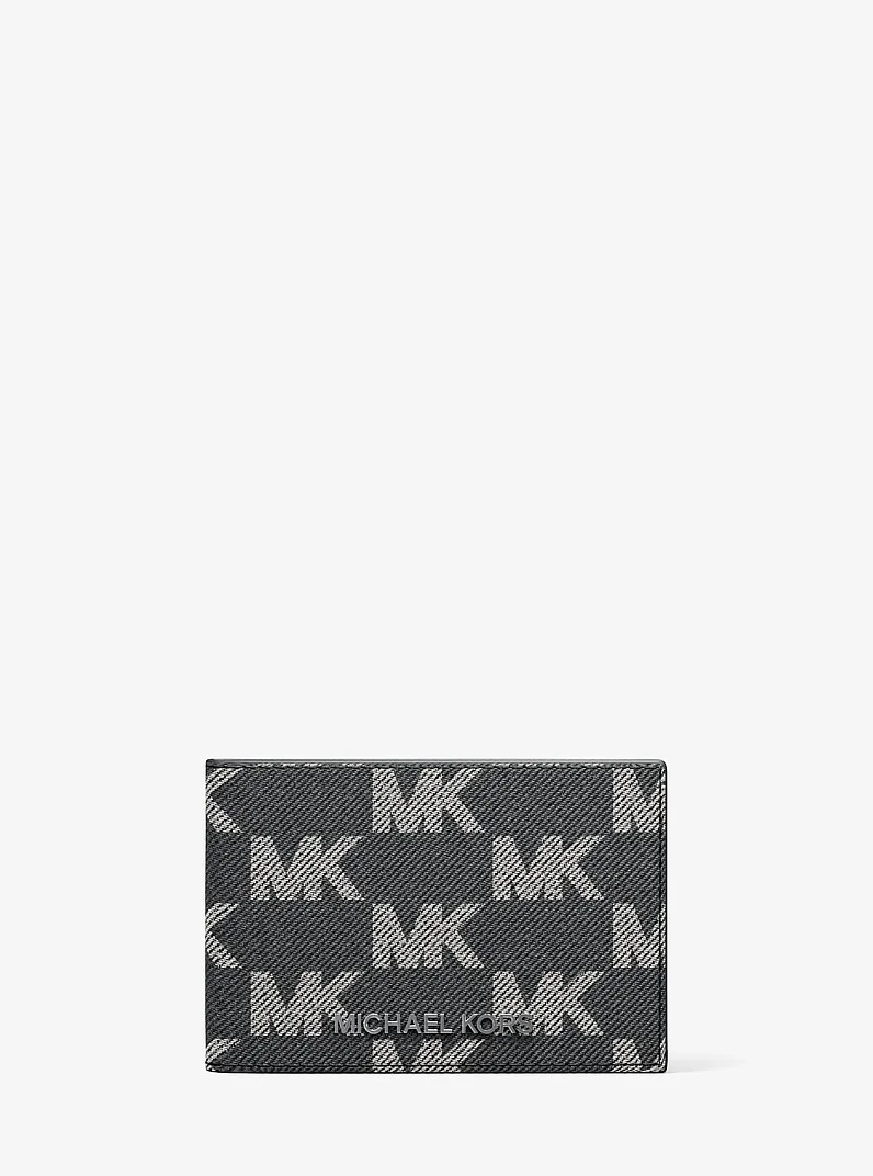 Cooper Medium Logo Jacquard Denim Wallet - 1
