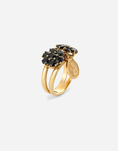 Dolce & Gabbana Family ring in yellow 18kt gold with black sapphires outlook