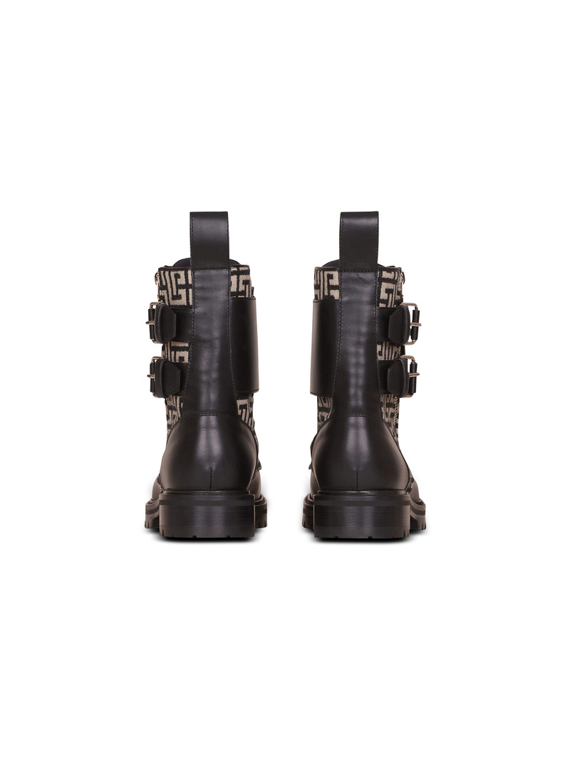 Bicolor smooth and monogram jacquard Phil Ranger ankle boots 5