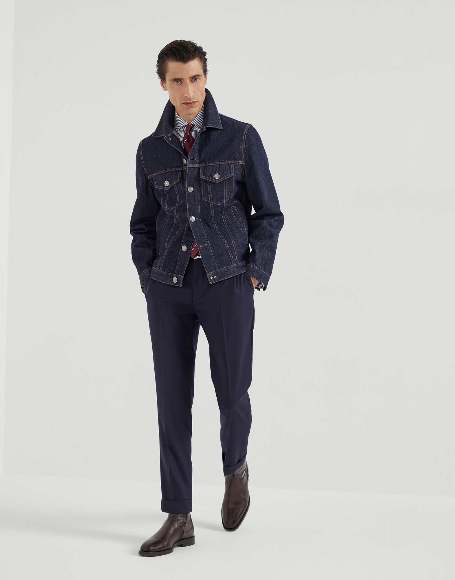 Virgin wool flannel Italian fit trousers - 4