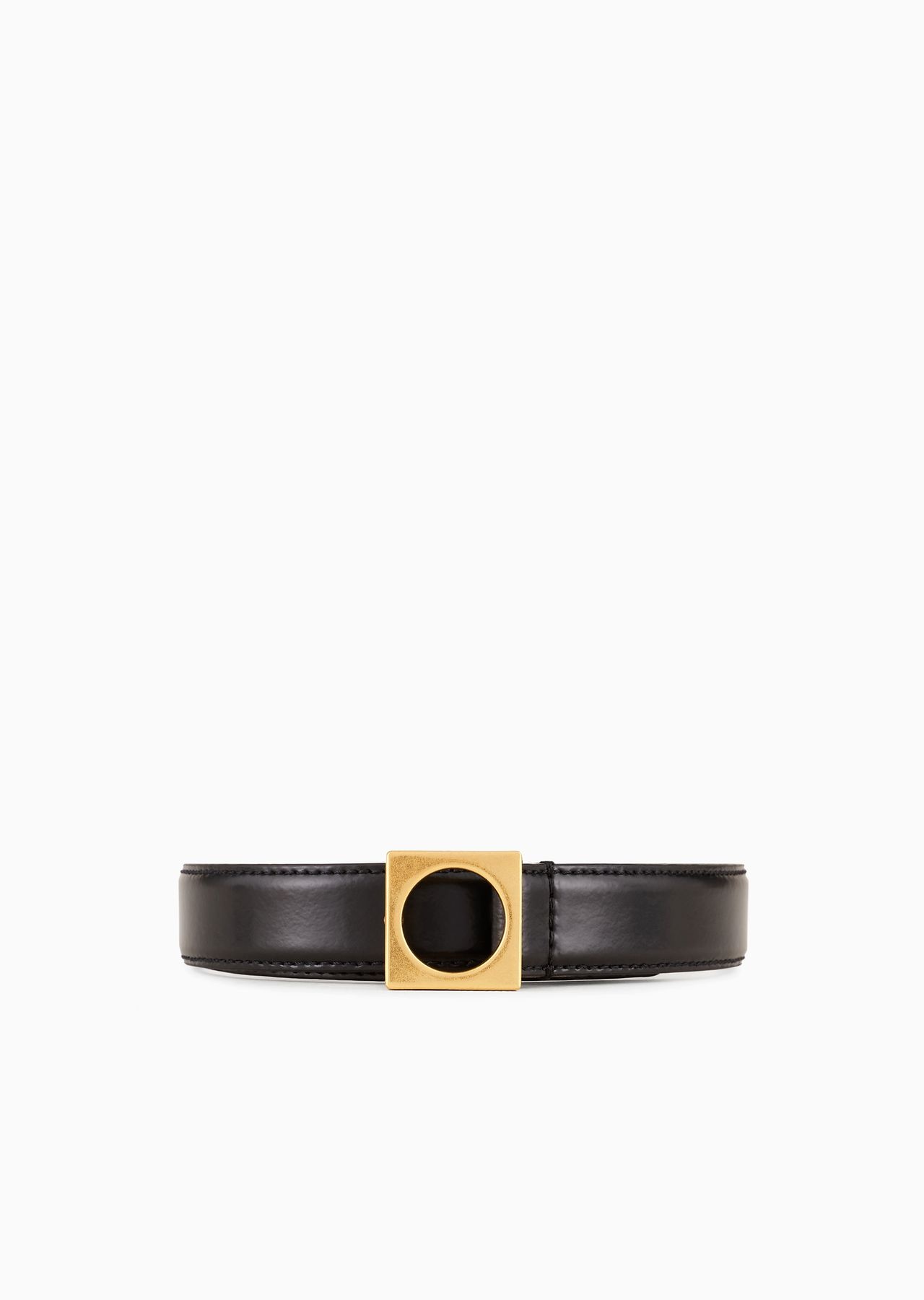 Brushed-leather belt with geometric buckle - 1