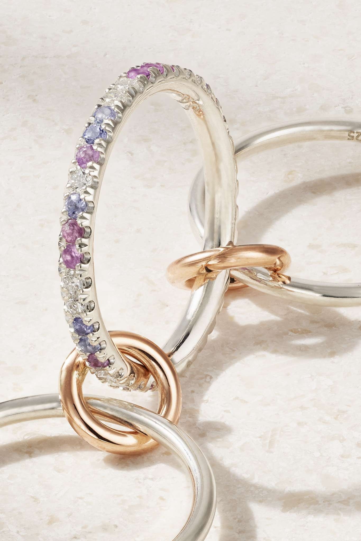 Nimbus Dusk set of four 18-karat yellow and rose gold multi-stone rings - 3