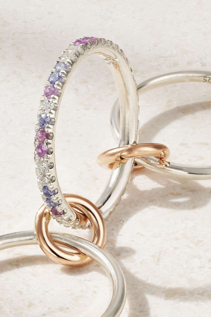 Nimbus Dusk set of four 18-karat yellow and rose gold multi-stone rings 3