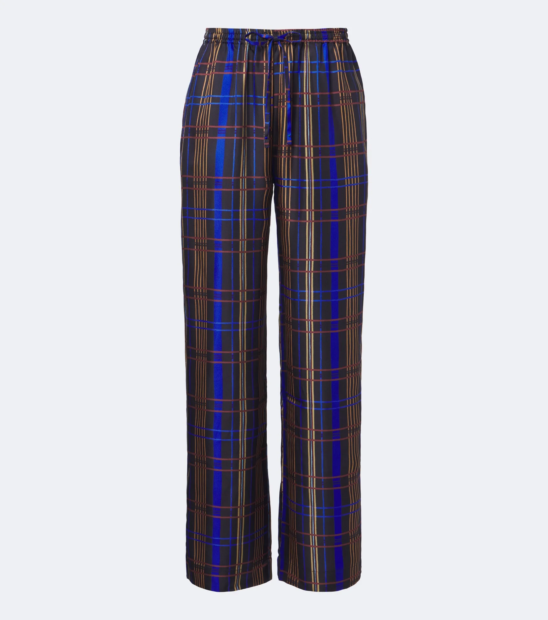 Aurelia plaid silk twill wide-leg pants - 1
