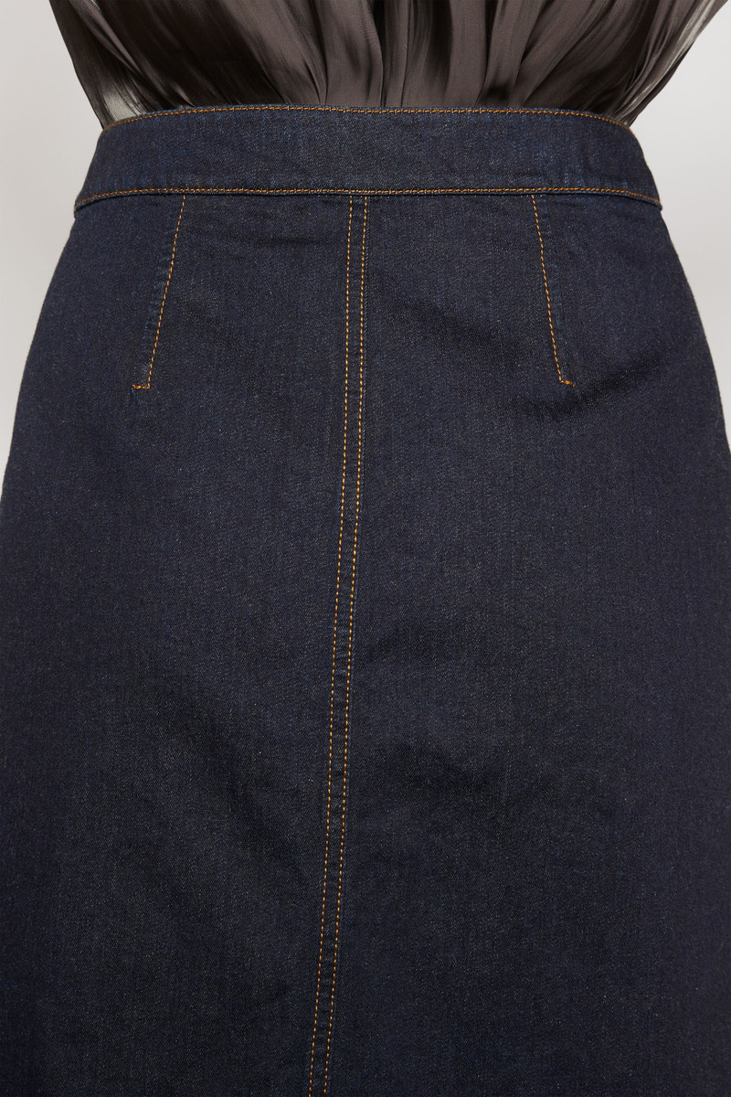 Dog-jacquard denim skirt indigo blue 5