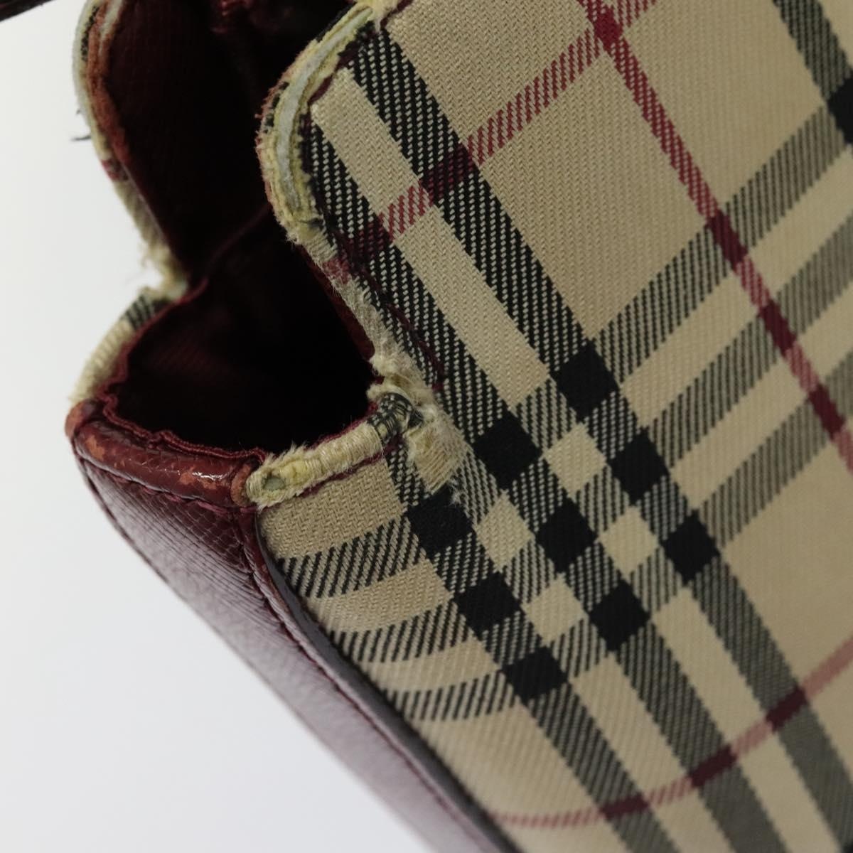 Burberry Nova Check Tote Bag Canvas Leather Beige Red Gold - 14