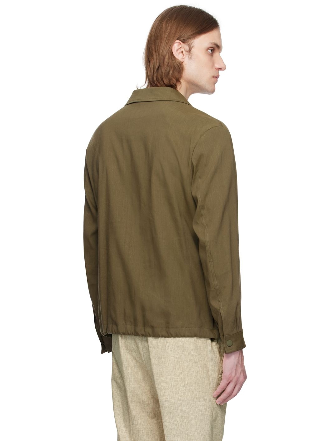Khaki Relaxed-Fit Zipped Overshirt - 3