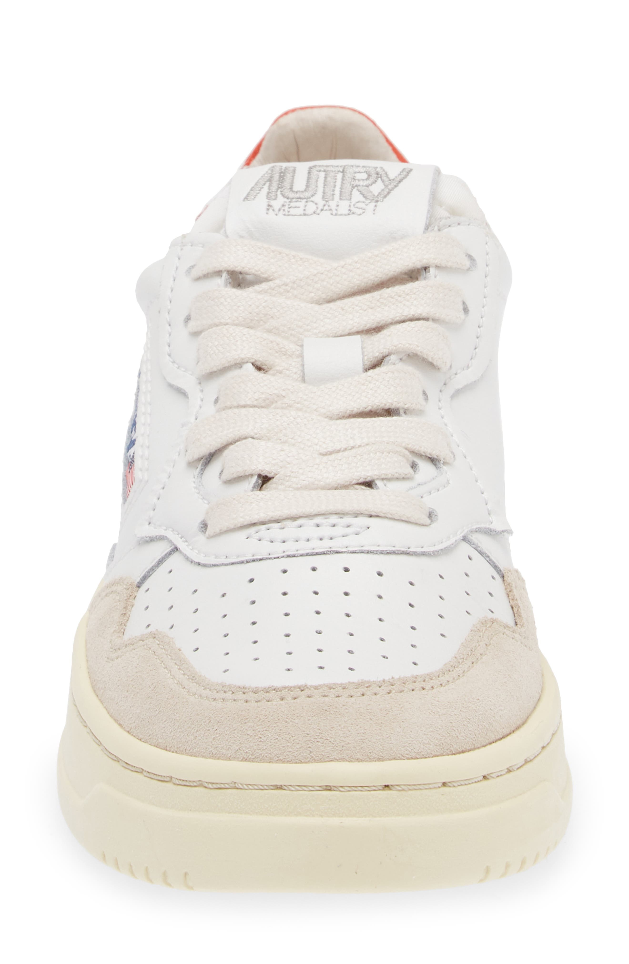 AUTRY Medalist Low Sneaker in White/Orange at Nordstrom - 4