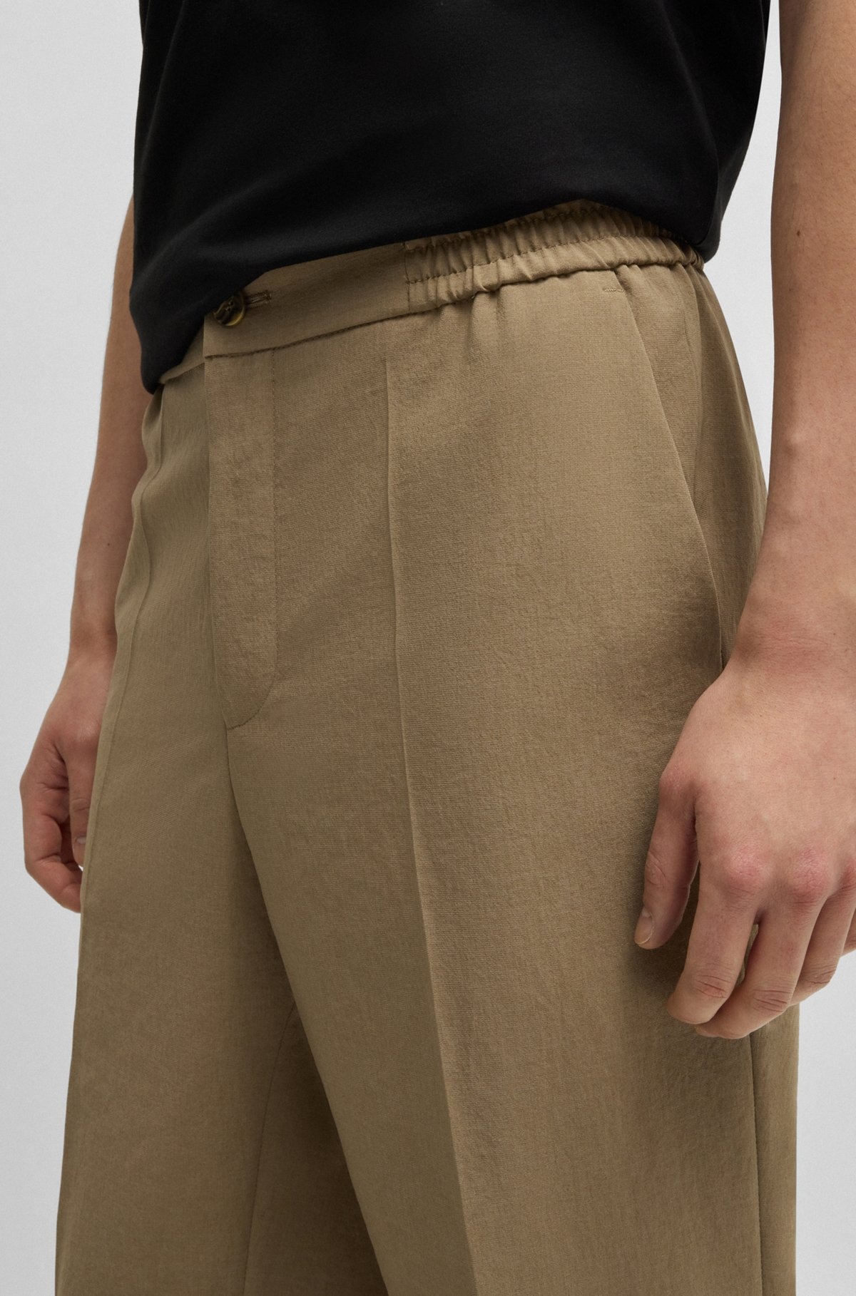 SLIM-FIT TROUSERS IN MELANGE WRINKLE-RESISTANT FABRIC - 5