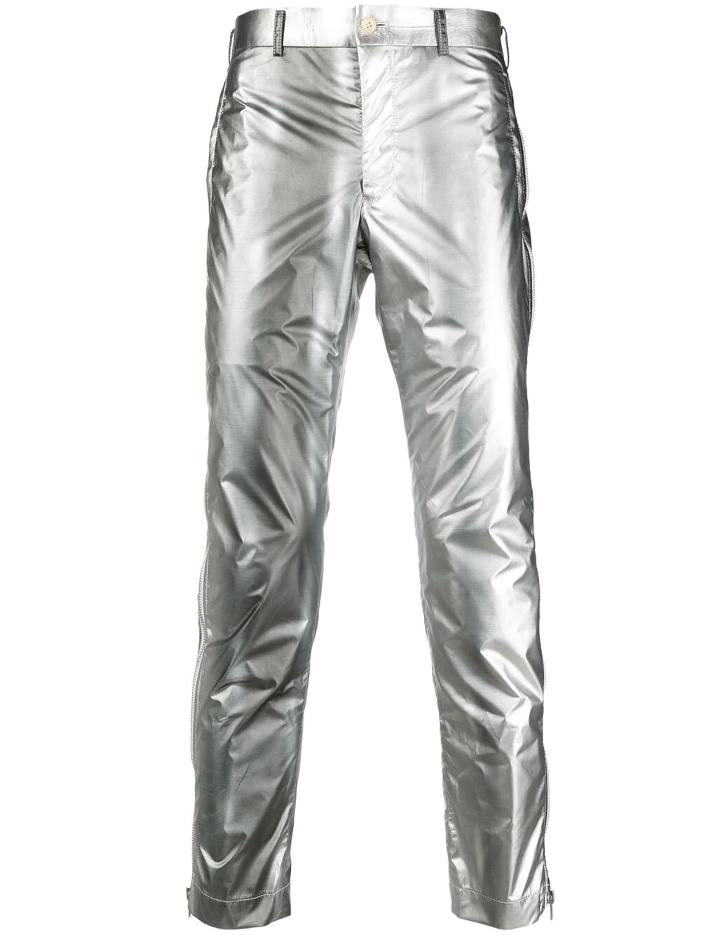 slim-fit metallic trousers - 1