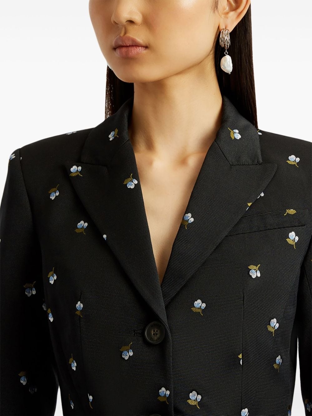 floral-jacquard tailored blazer - 5