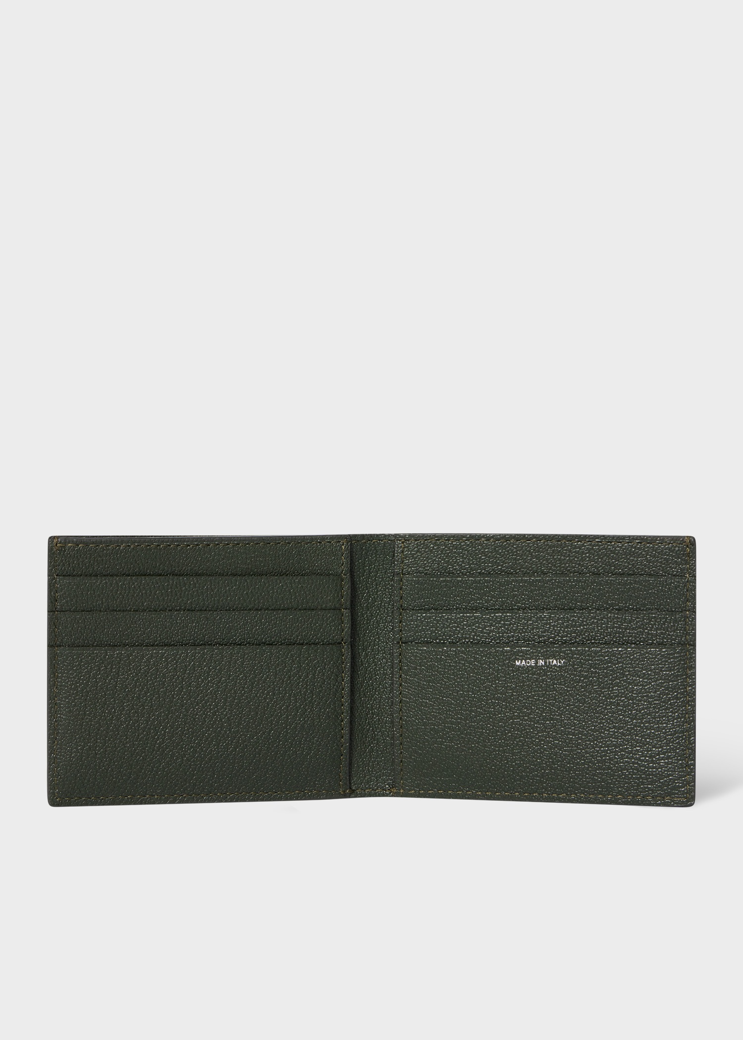Dark Green Grained Leather Compact Billfold Wallet - 2