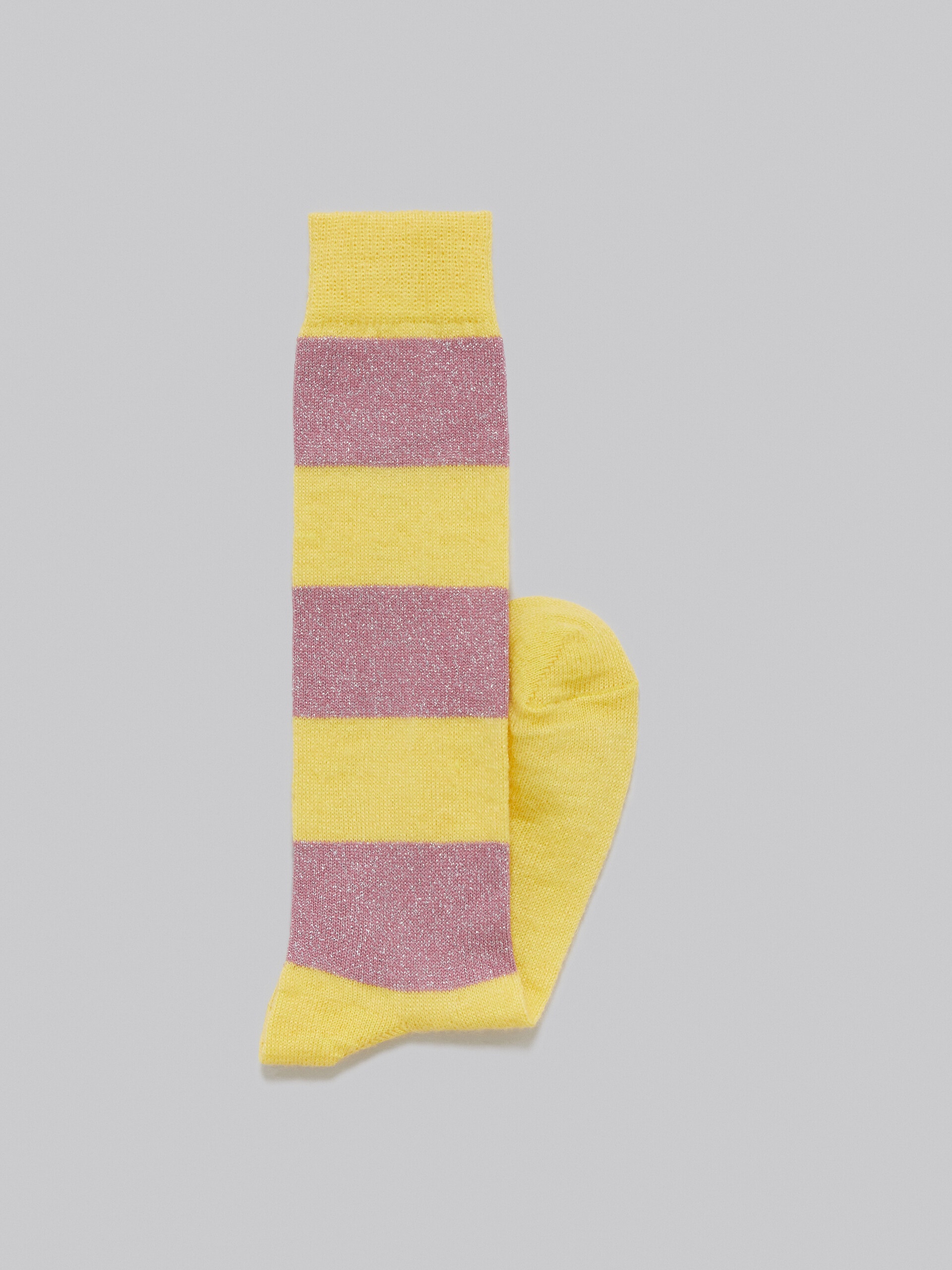 YELLOW MOHAIR-COTTON SOCKS WITH LUREX STRIPES - 2