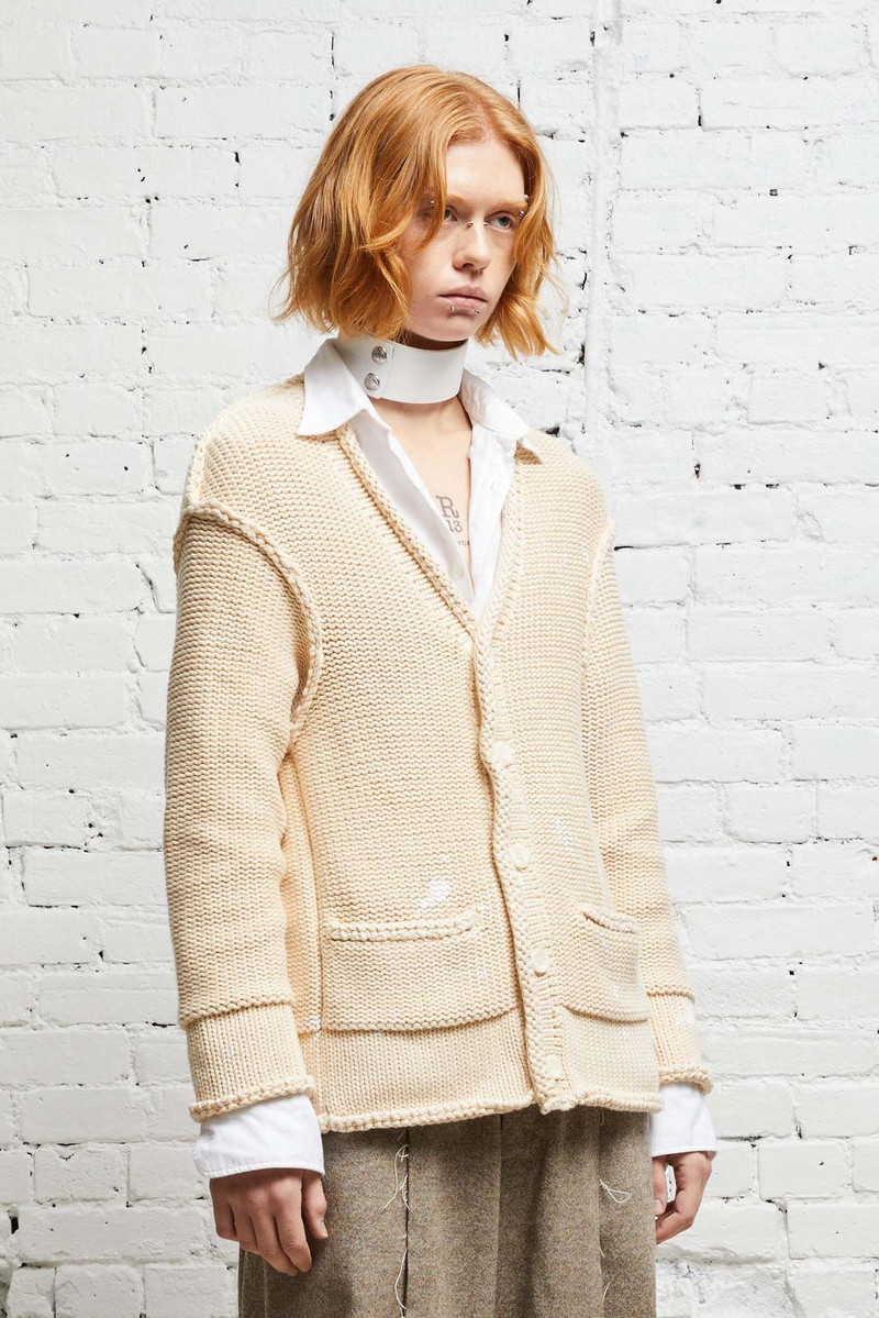 ROLLED EDGE BOXY CARDIGAN - NATURAL 3
