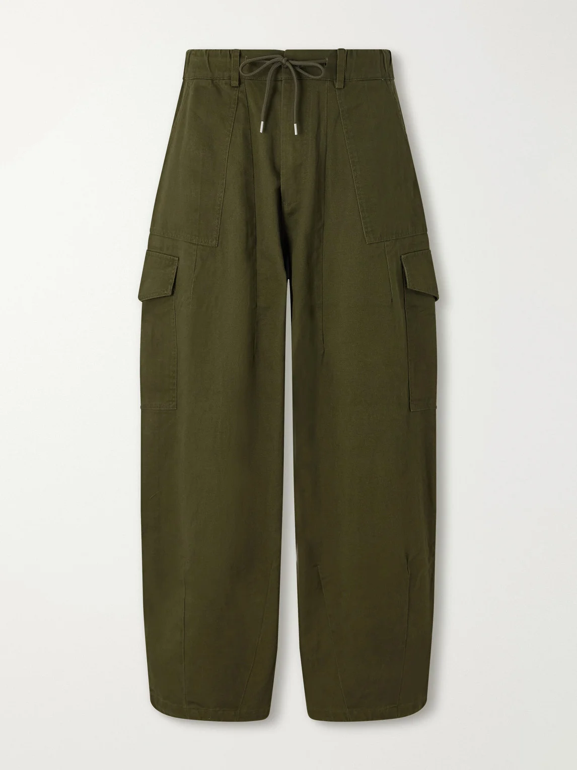 Wide-Leg Cotton-Twill Drawstring Cargo Trousers - 1