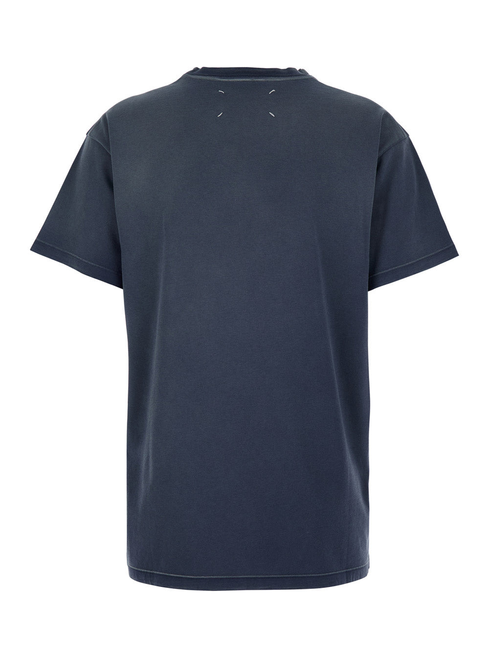 Maison Margiela Women Blue Crewneck T-Shirt With Logo Lettering Print In Cotton Woman - 2