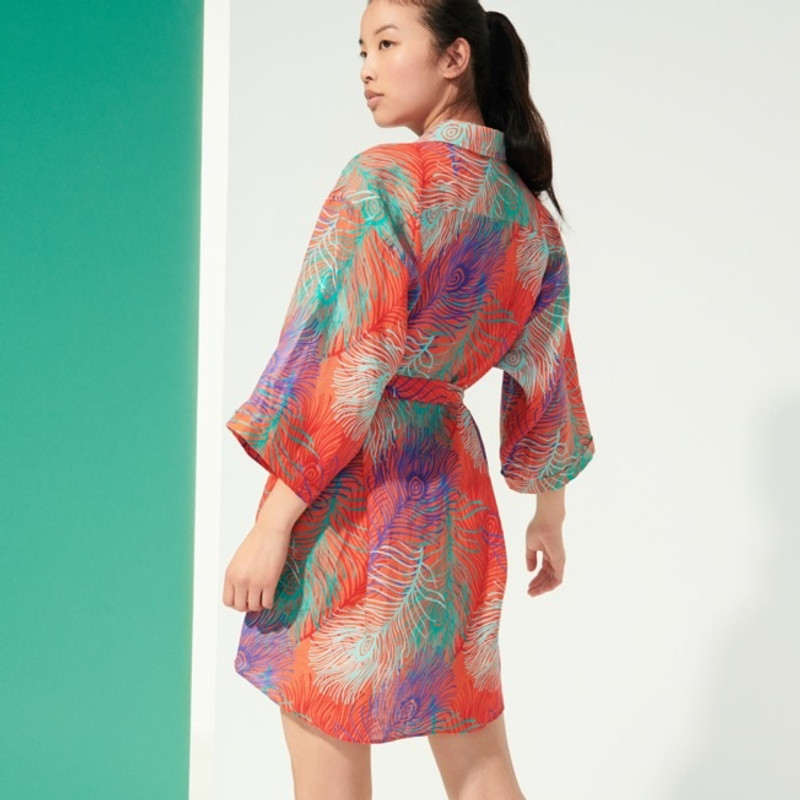 Women Linen saharian Shirt Dress Plumes 4