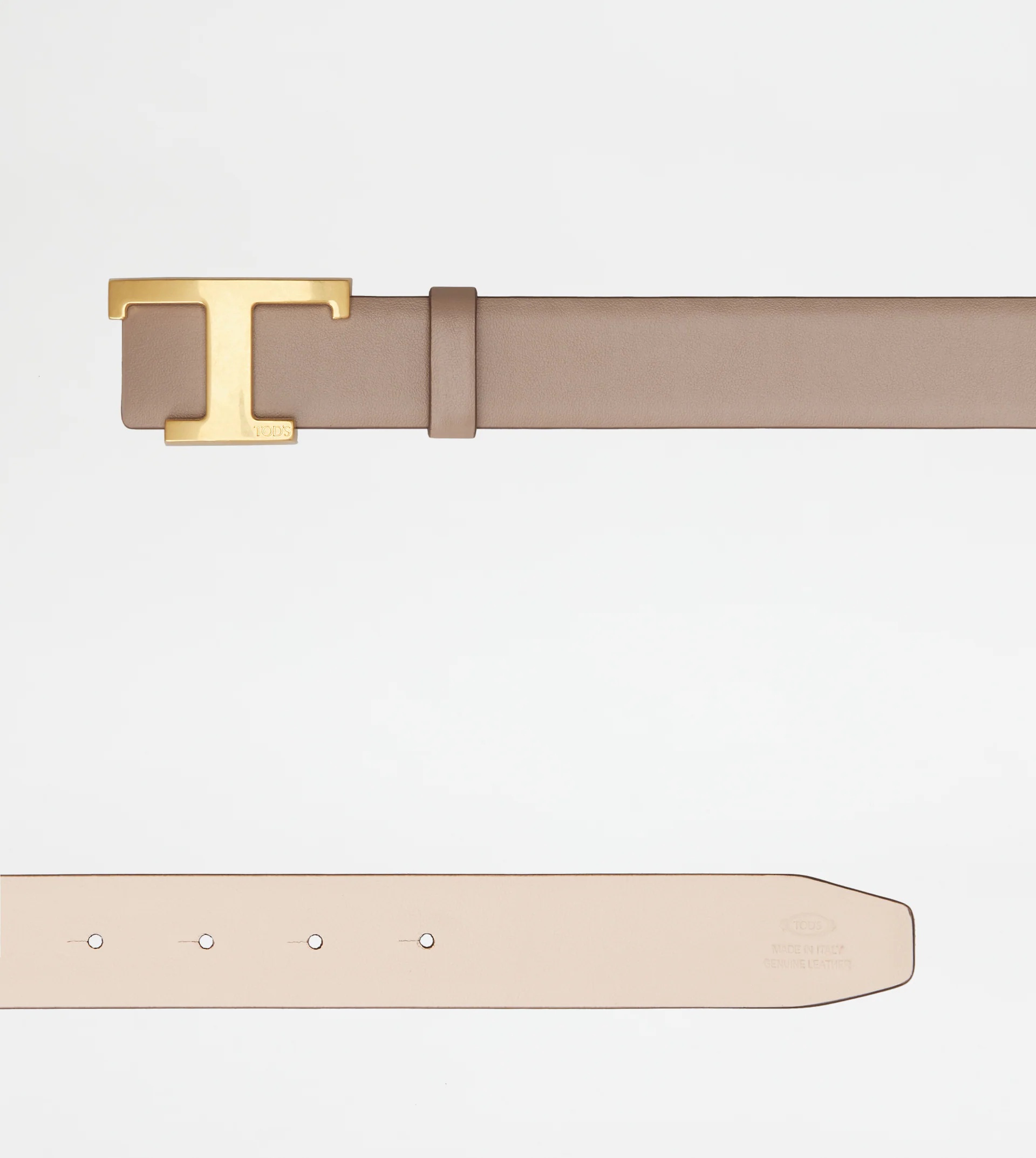 T TIMELESS REVERSIBLE BELT IN LEATHER - BEIGE, PINK - 3
