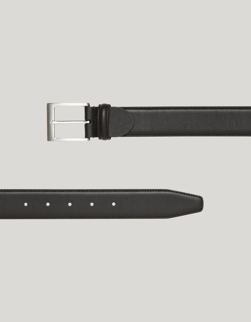 DARK BROWN CALFSKIN LEATHER BELT 4
